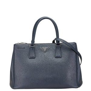 Prada Galleria Large Handbag Navy Blue Leather